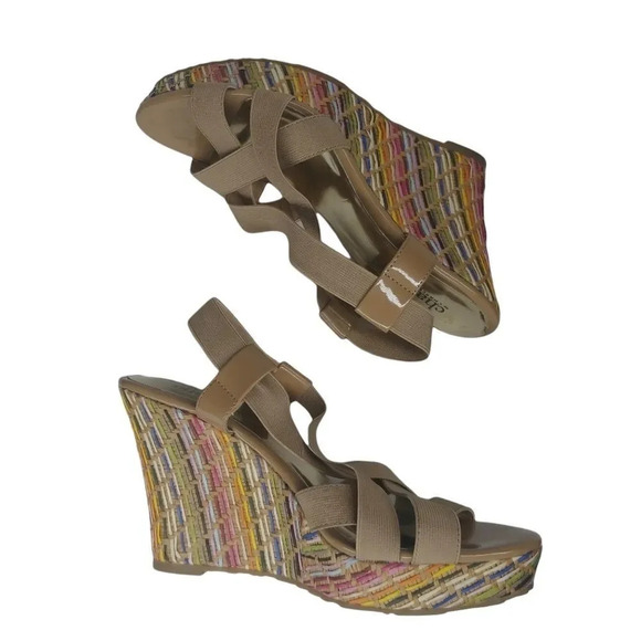 Charles by  Charles David Wedge Sandals with Woven Heel 7.5B - Picture 4 of 9
